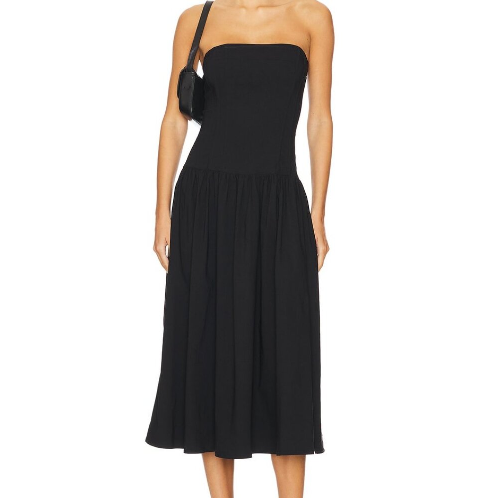 BRAND NEW NWT Strapless Corset Black Midi Dress XS